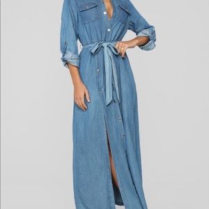 Classic Days Denim Maxi Dress - Medium Wash